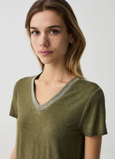 Ovs Faded-Effect Shirt With V Neck